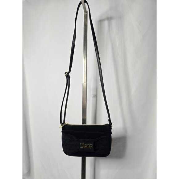 JUICY COUTURE Black Velour Crossbody Clutch - Picture 1 of 12